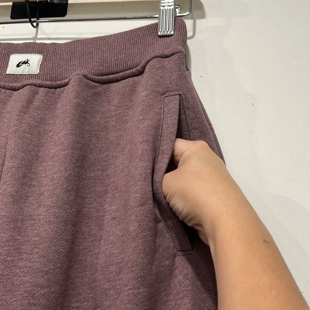 Alphalete Wide Leg Sweatpants in Brushed Fabric in Heather Maroon size Large - Picture 8 of 15